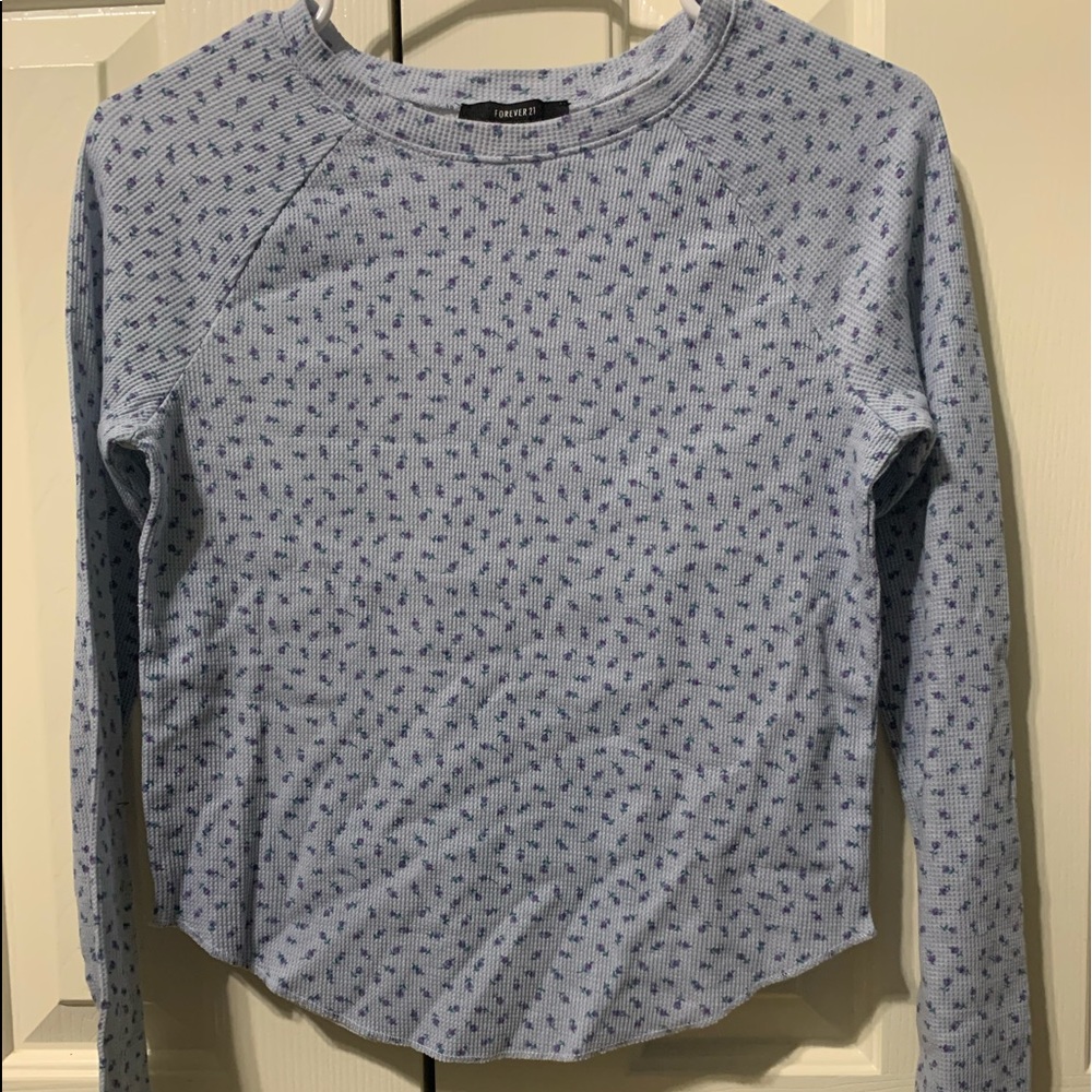 flower print blue long sleeve